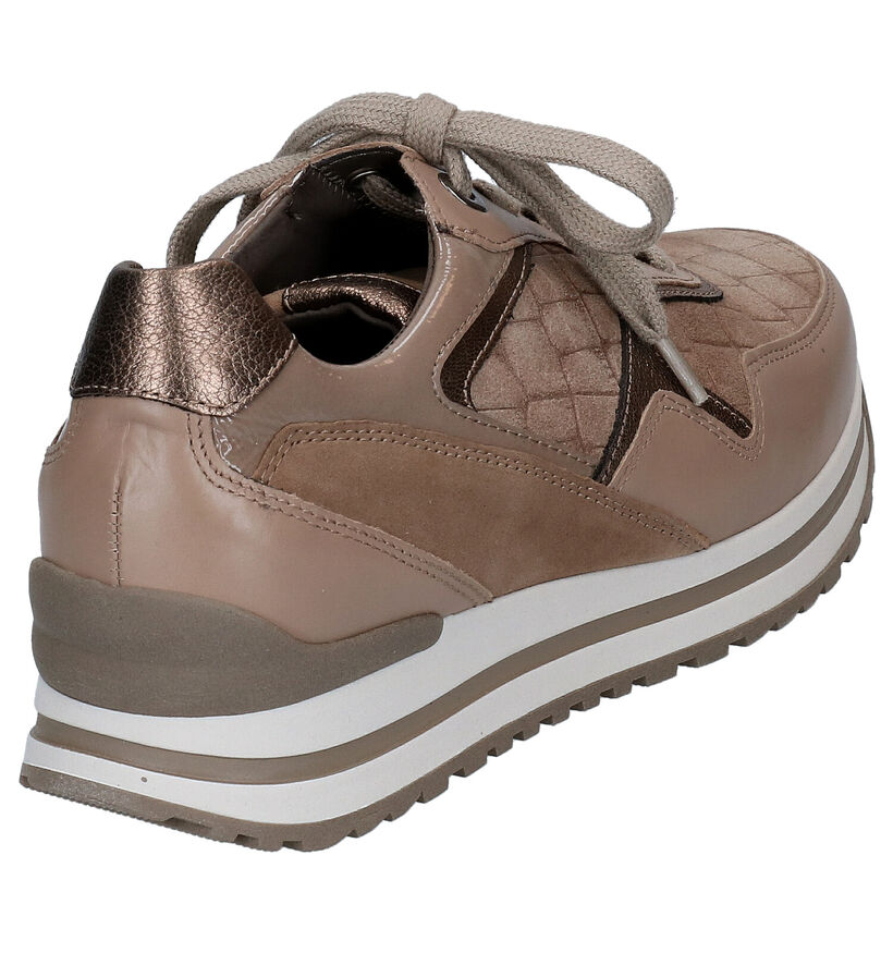 Gabor OptiFit Taupe Veterschoenen in leer (297423)