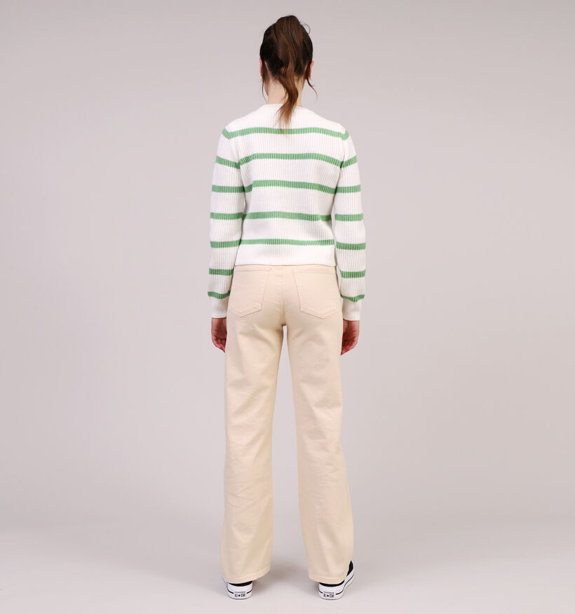 Pieces Cosilla Pull rayé en Blanc / Vert pour femmes (323747)