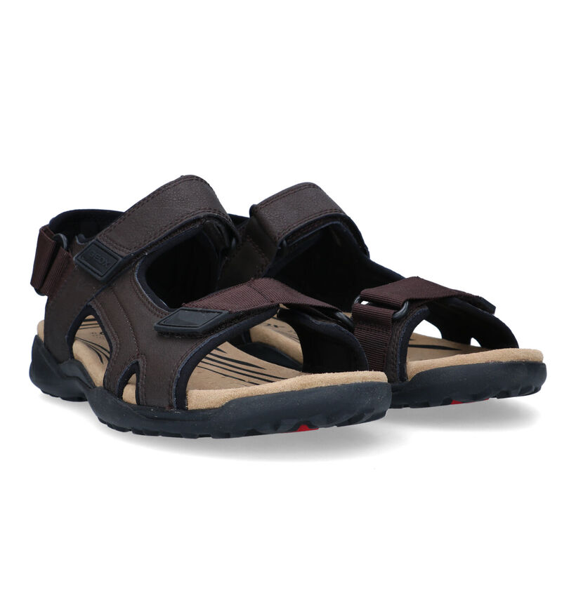 Geox Terreno Grip Bruine Sandalen in kunstleer (326735)