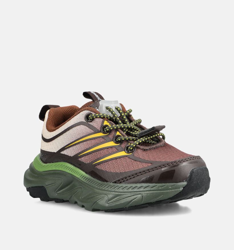 Bisgaard Fred Bruine/Groene Sneakers voor jongens (380791) - geschikt voor steunzolen