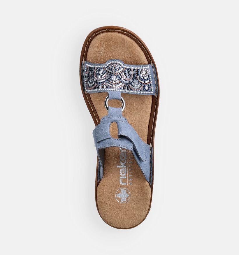 Rieker Nu-pieds plates en Bleu pour femmes (370446)