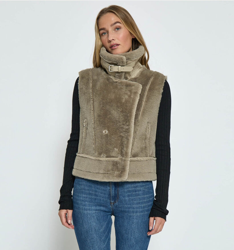 Minus Pat Beige Korte bodywarmer voor dames (348255)
