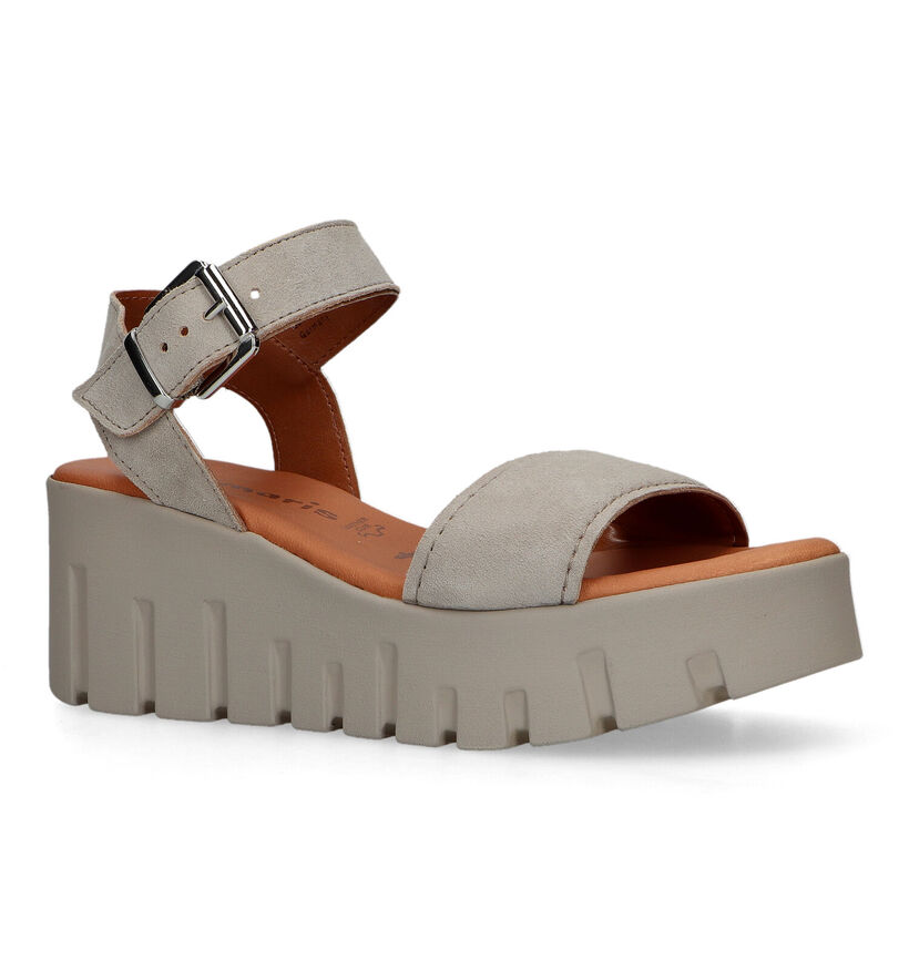 Tamaris Touch It Taupe Sandalen Met Sleehak voor dames (322326)