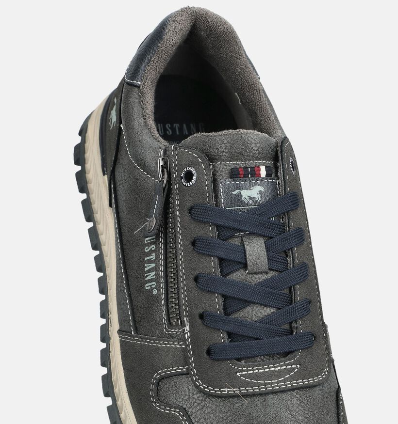Mustang Donkergrijze Schoenen met Veter en Rits voor heren (377345) - geschikt voor steunzolen