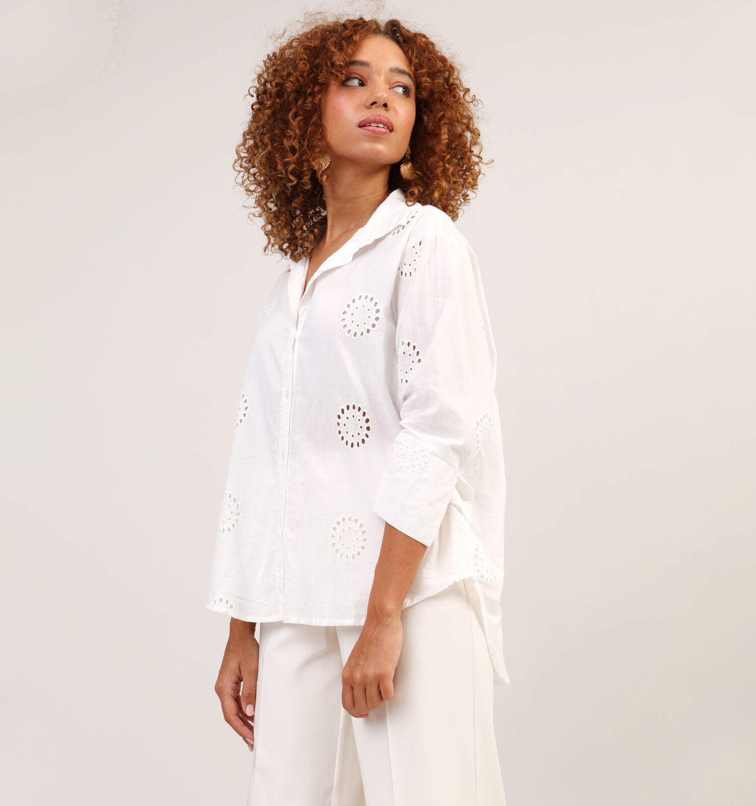 JDY Taillie Lang Wit Hemd Dames Blouses Online op TORFS.BE