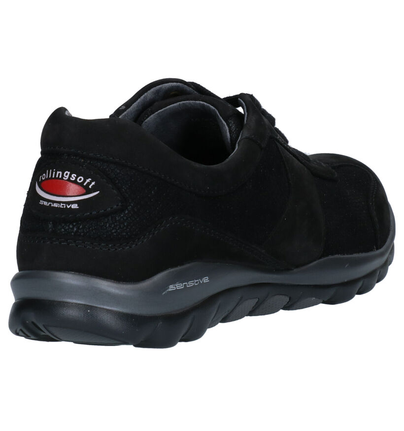 Gabor Rollingsoft Chaussures à Lacets en Noir en nubuck (283532)