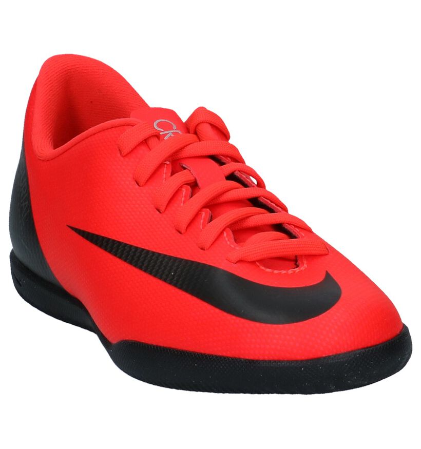 Fluo Rode Nike JR Vaporx Zaalvoelbalschoenen in stof (235579)