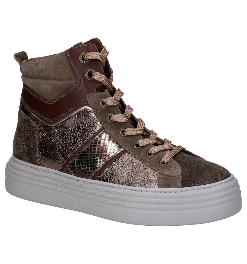 NeroGiardini Taupe Hoge Sneakers voor dames (296584) - geschikt voor steunzolen