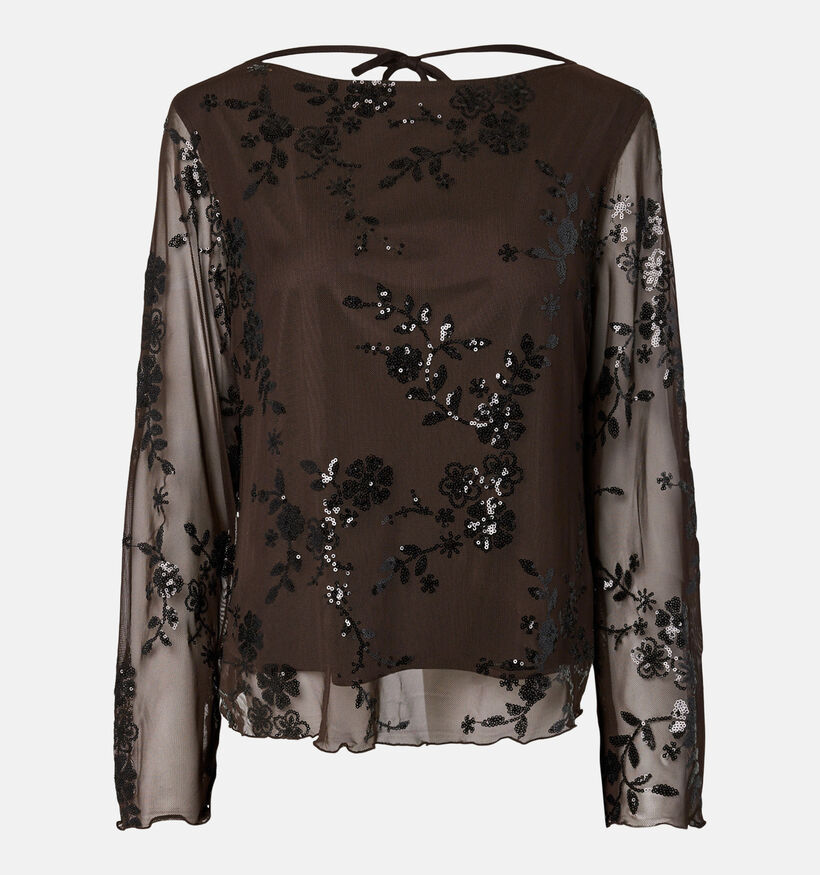 Pieces Evita Blouse en Marron fonc&eacute; pour femmes (382088)