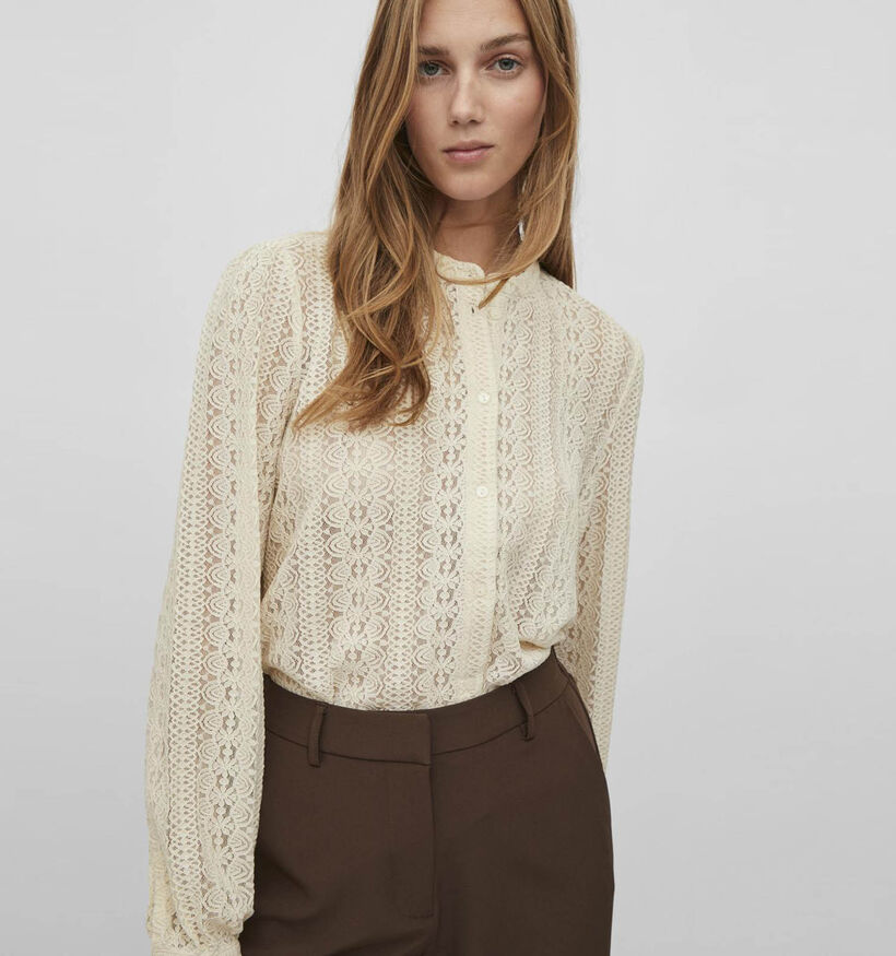 Vila Chikka Beige Kanten Blouse voor dames (344259)
