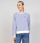Pieces Greta Witte/Blauwe Gestreepte Sweater voor dames (367078)