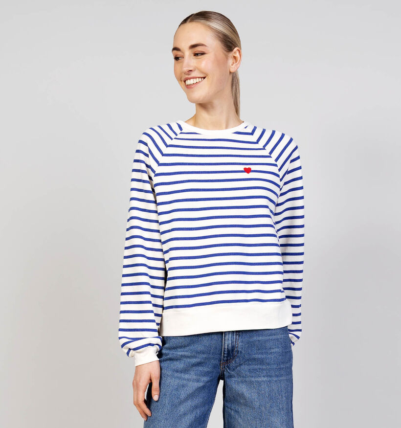 Pieces Greta Witte/Blauwe Gestreepte Sweater voor dames (367078)