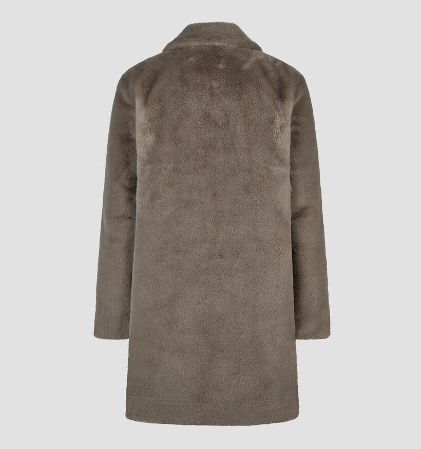 Barbara Lebek Taupe Lange Jas Fluffy voor dames (380692)