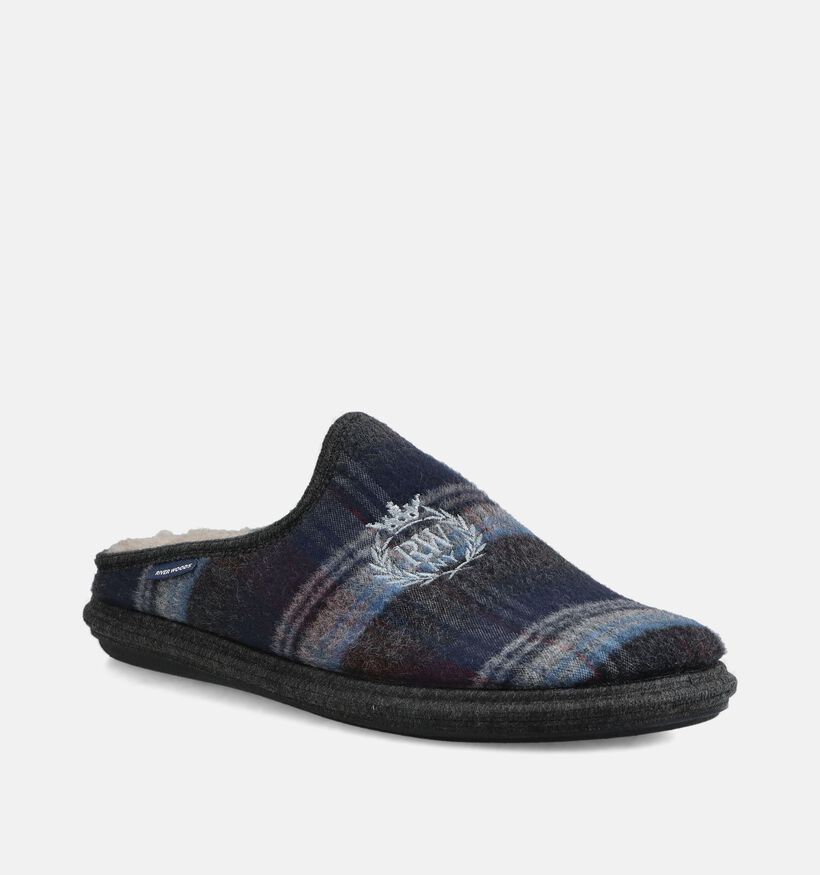River Woods Elias Pantoufles en Gris/Bleu pour hommes (381219) - pour semelles orthop&eacute;diques