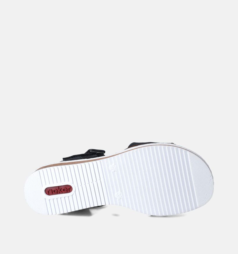 Rieker Sandales talon compensé en Noir pour femmes (354931)