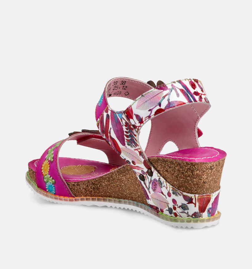 Laura Vita Bonito Sandales compens&eacute;es en Fuchsia pour femmes (373206)