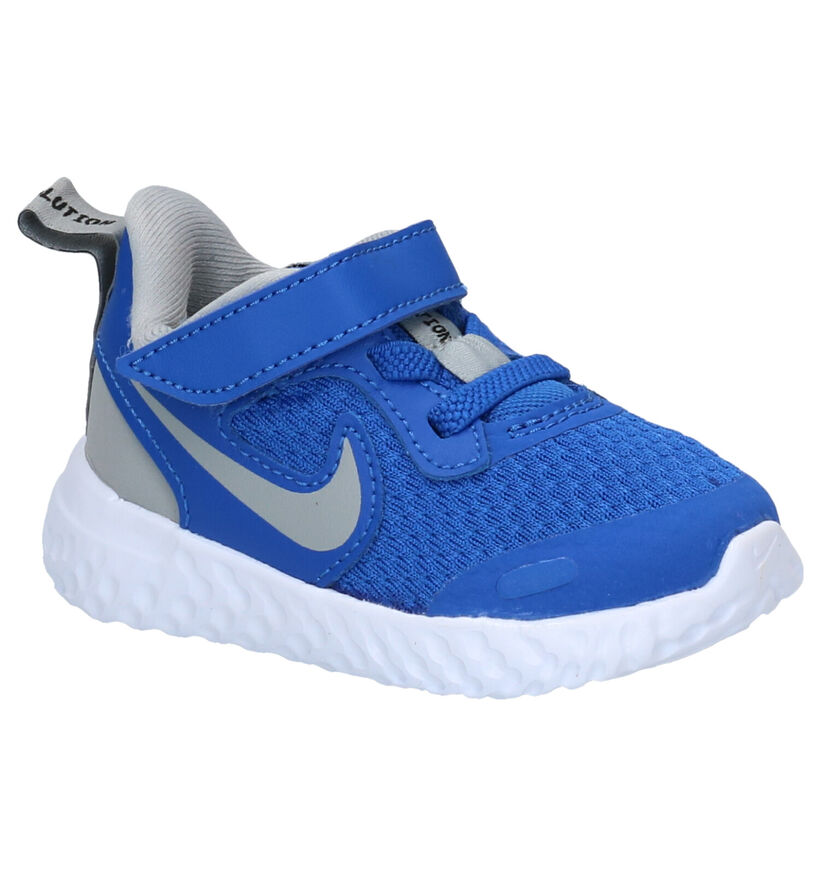 Nike Revolution Baskets pour bébé en Bleu en cuir (284482)