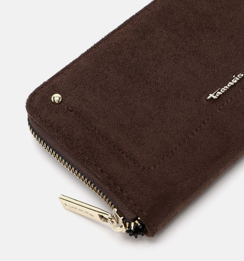 Tamaris Marina Suede Porte-monnaie zipp&eacute; en Brun fonc&eacute; pour femmes (378803)