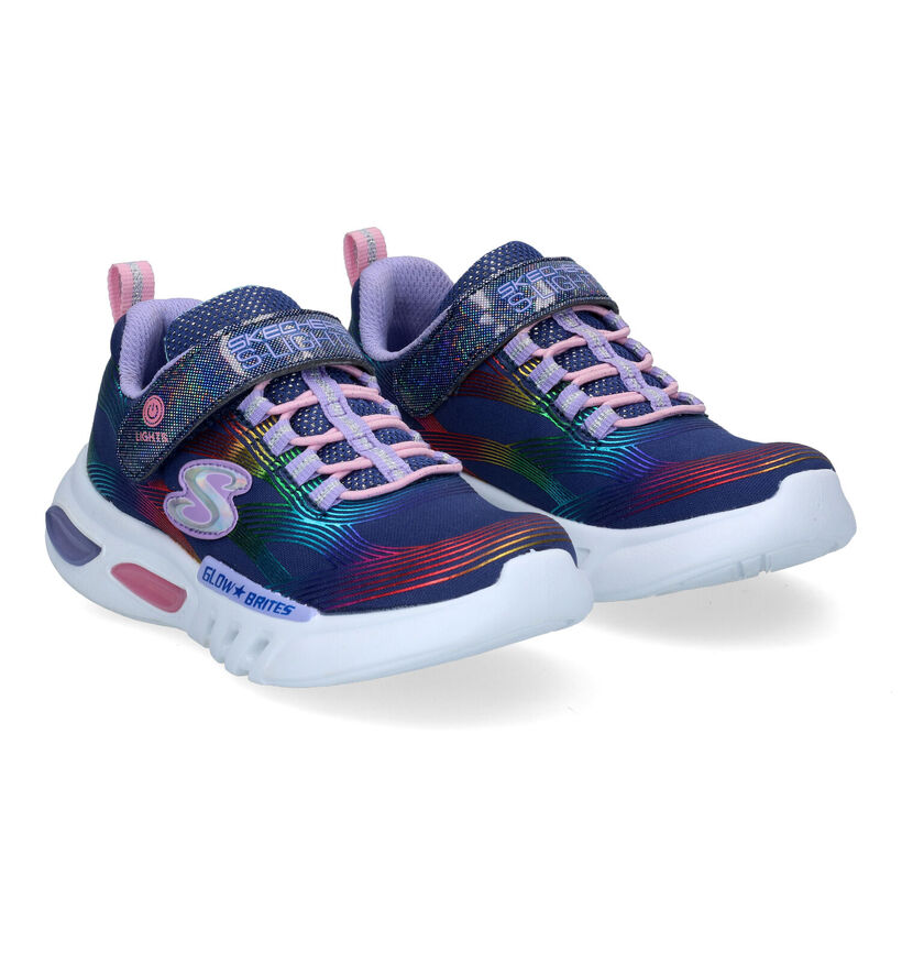 Skechers Glow-Brites Blauwe Sneakers voor meisjes (302734)