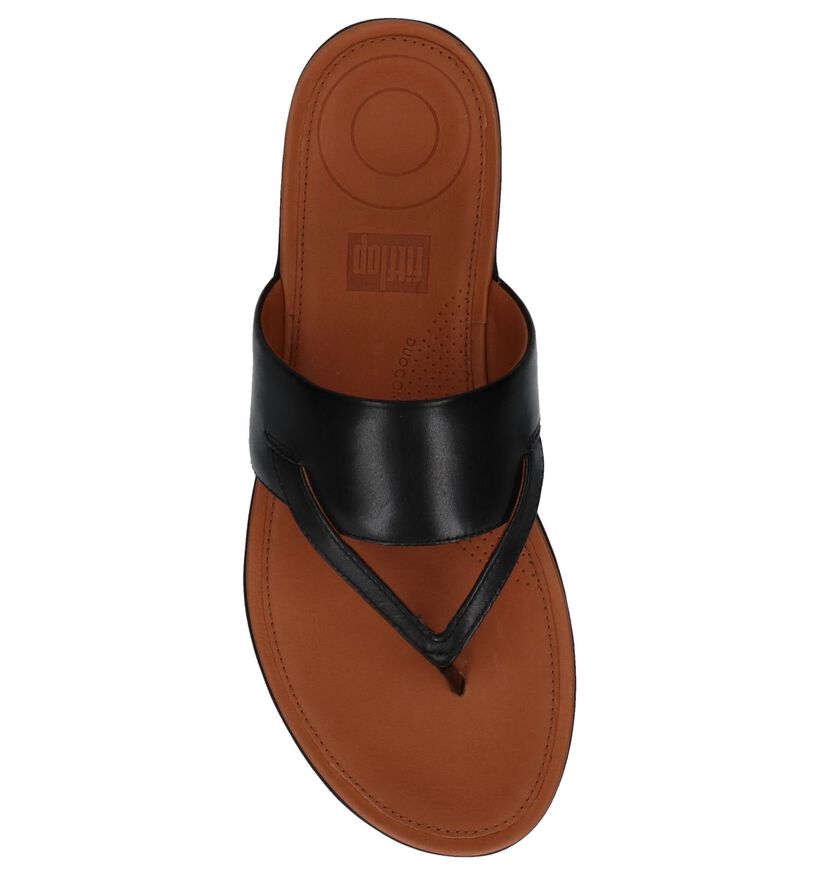 FitFlop Delta Toe-Thong Sandals Zwart in leer (212829)