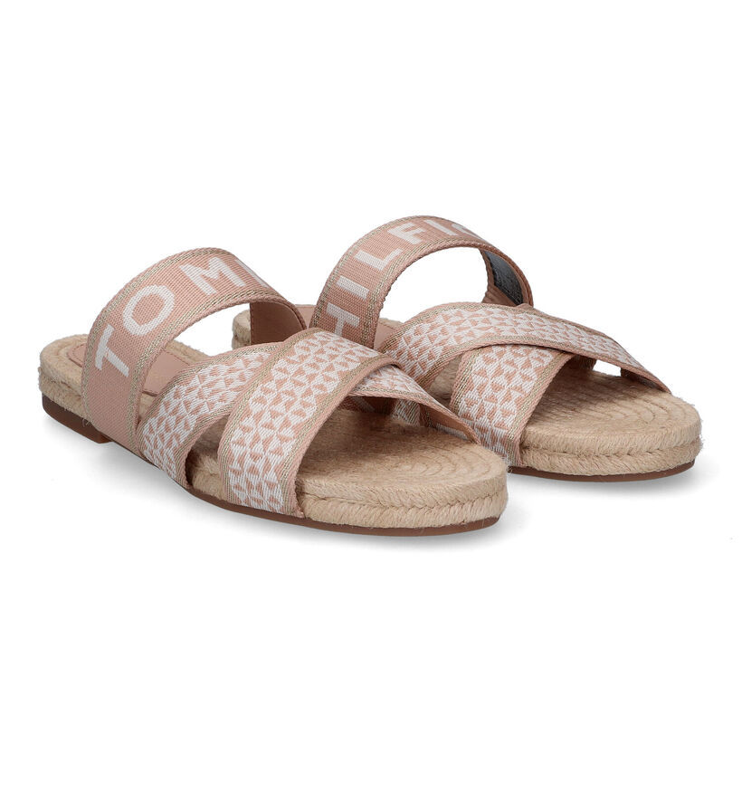 TH Tommy Webbing Beige Slippers voor dames (304007)