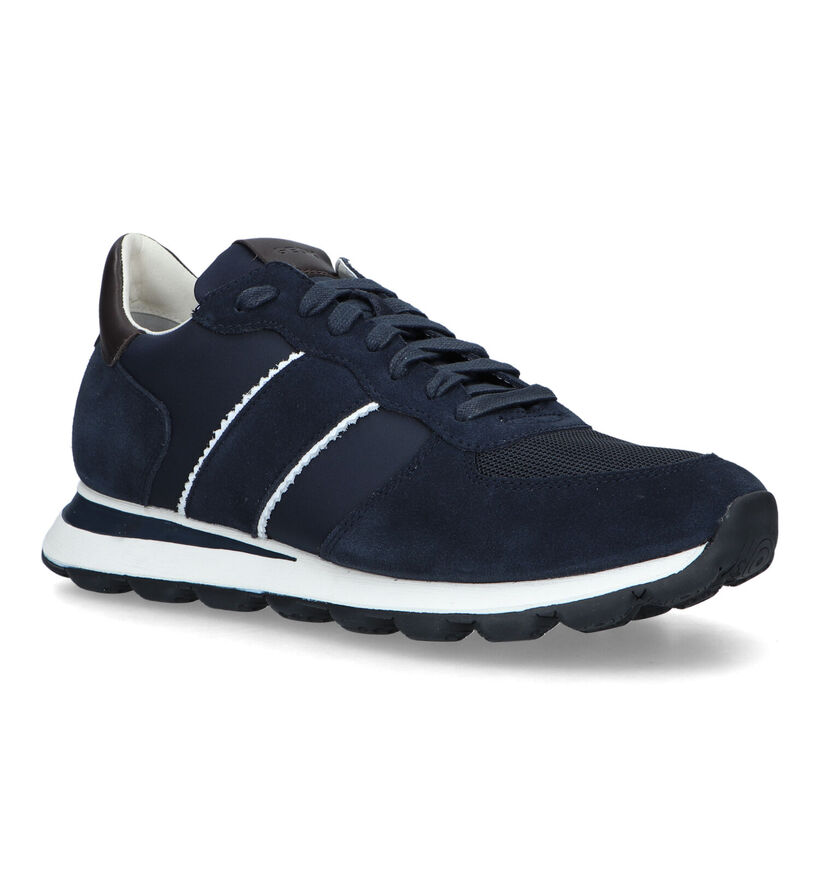 Geox Spherica Blauwe Veterschoenen in daim (326724)