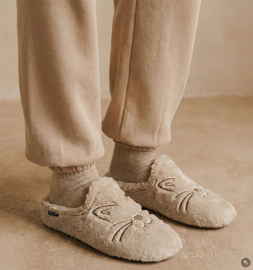 River Woods Pippa Cat Beige Pantoffels voor dames (381121) - geschikt voor steunzolen