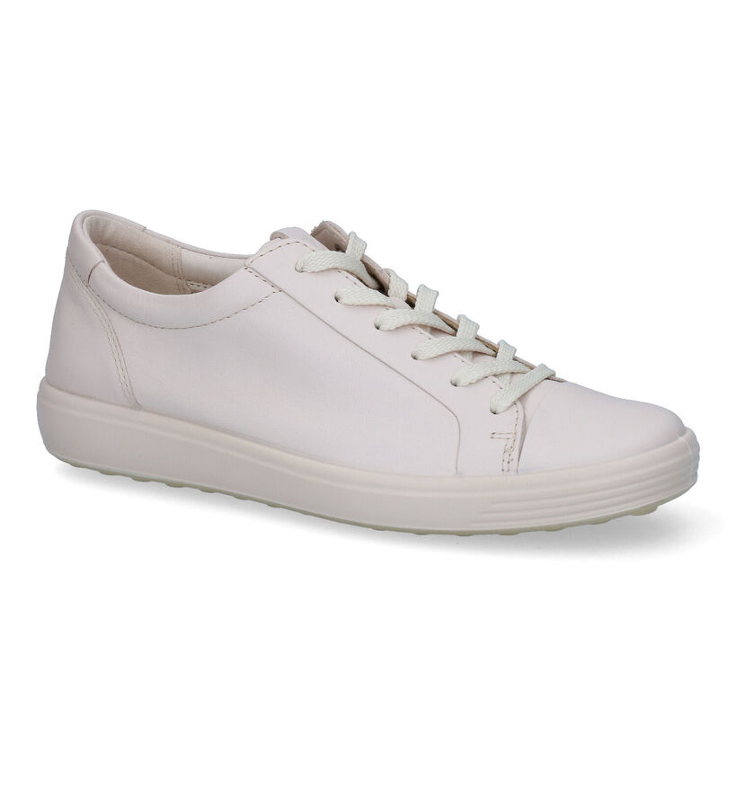 ECCO Soft 7 Ecru Veterschoenen in leer (307447)