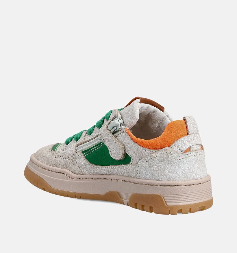 STONES and BONES Macan Ecru/Groene Sneakers voor jongens (369602) - geschikt voor steunzolen