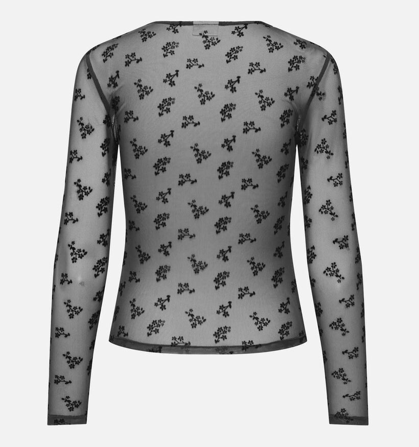 JDY Ruby Black Flower Mesh Zwarte T-shirt JDY Ruby Black Flower Mesh Zwarte T-shirt voor dames (365283)