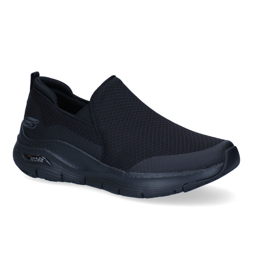 Skechers Arch Fit Banlin Zwarte Instappers in stof (301198)