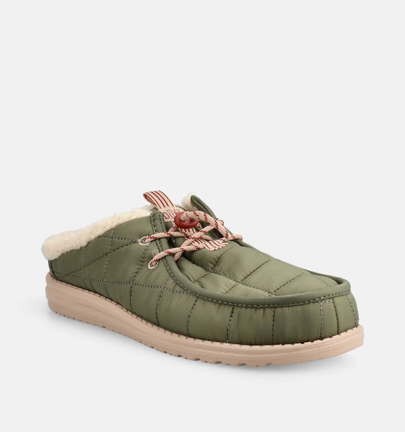 HEYDUDE Wally Slip Camp Pantoufles ouvertes en Vert kaki pour hommes (378091) - pour semelles orthop&eacute;diques