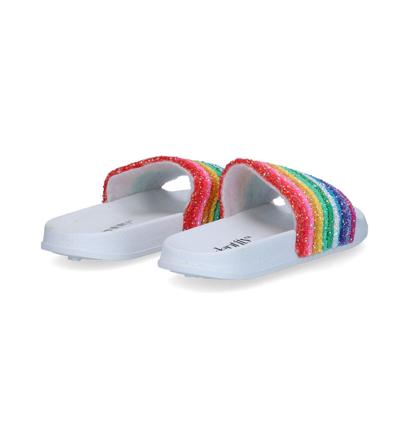 Identity Witte Regenboog Badslippers in stof (310798)