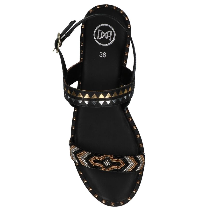 Zwarte DNA Sandalen met Steentjes en Studs in leer (217166)