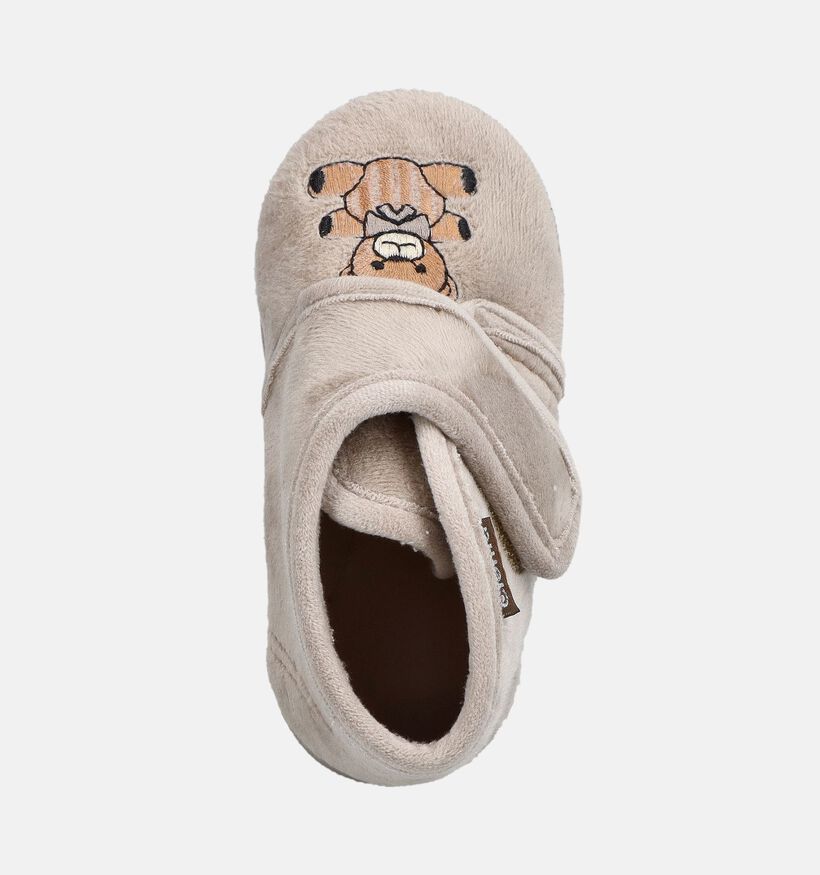 Cienta Taupe Gesloten Pantoffels met Velcro voor meisjes, jongens (381159) - geschikt voor steunzolen