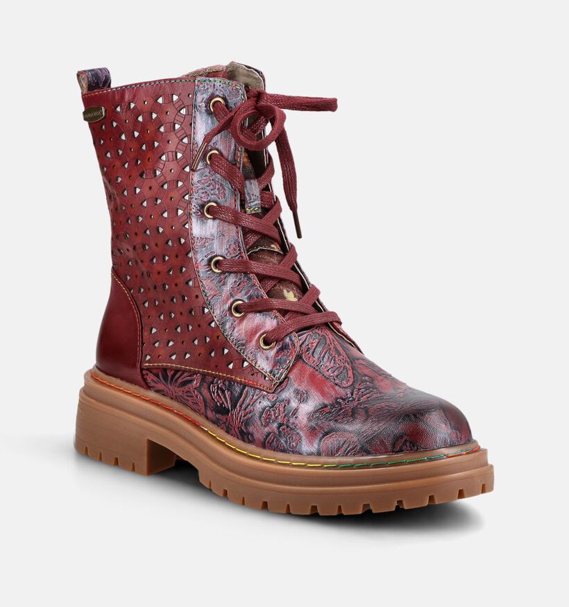 Laura Vita Kandyo Boots &agrave; lacets en Bordeaux pour femmes (381098) - pour semelles orthop&eacute;diques