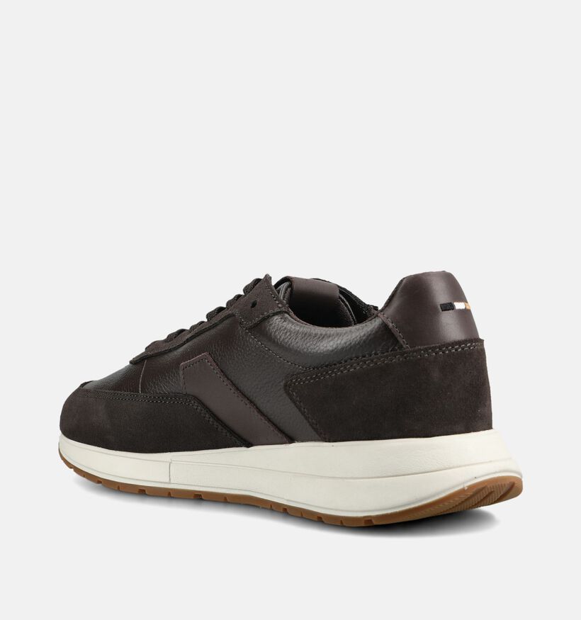 BOSS Vinston Runn Chaussures plates en Brun fonc&eacute; pour hommes (375711)