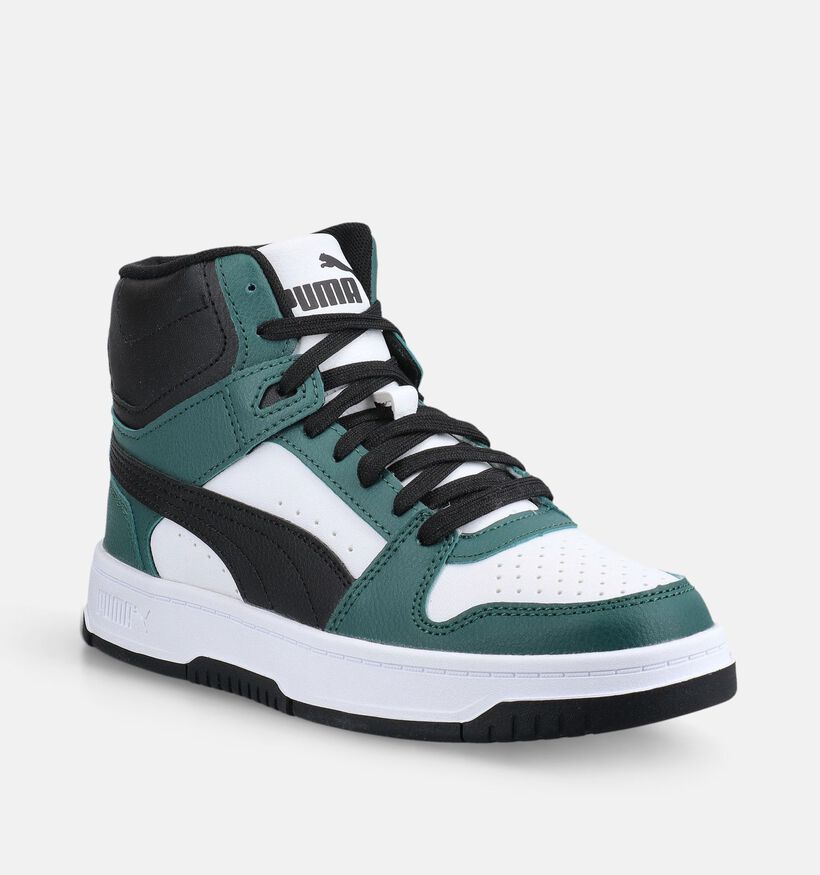 Puma Rebound Slam Mid Groene/Witte Hoge Sneakers voor jongens (375574) - geschikt voor steunzolen