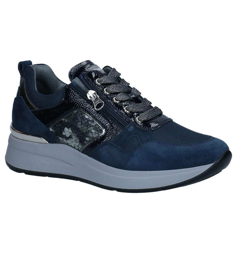 NeroGiardini Blauwe Veterschoenen in daim (296619)