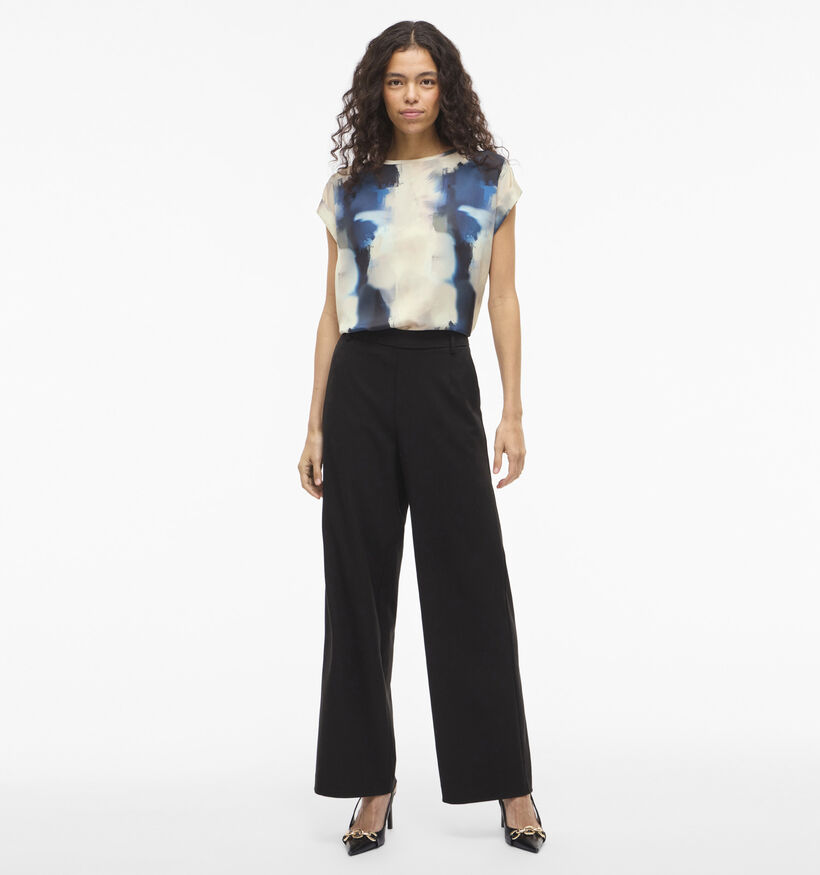 Vila Ellette Satin Beige/Blauwe Blouse voor dames (369468)