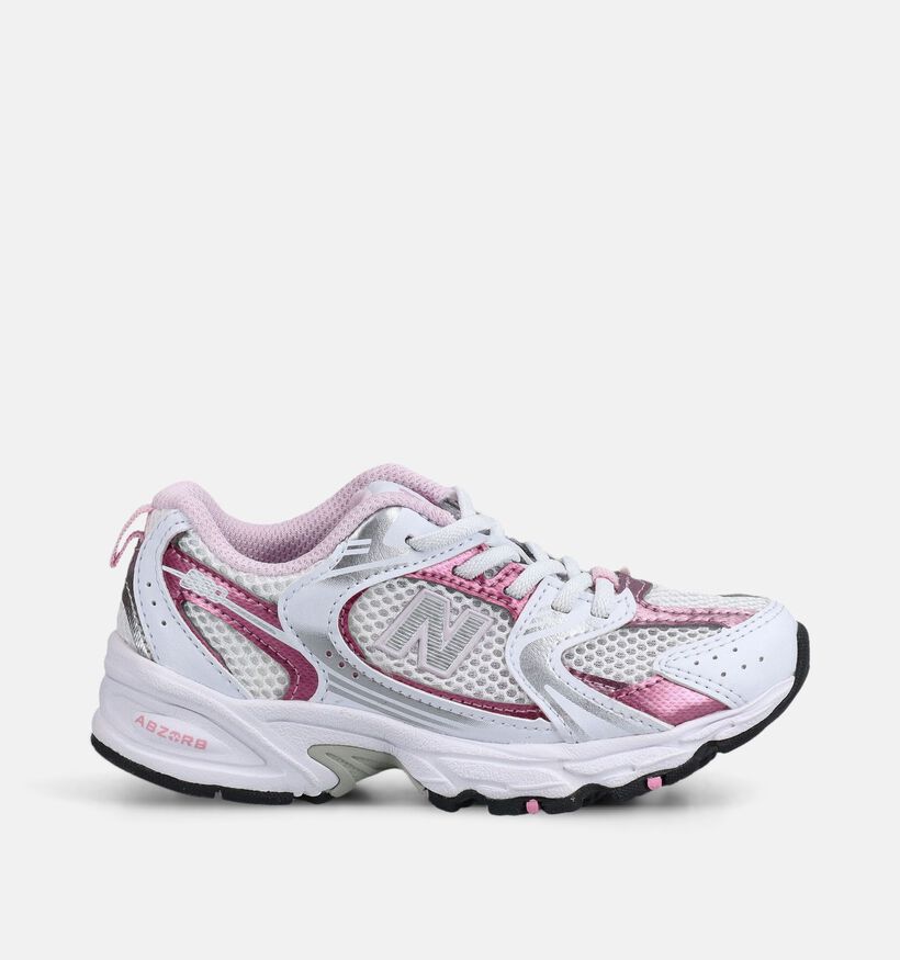 New Balance 530 Baskets basses en Blanc/Rose pour filles (375133) - pour semelles orthop&eacute;diques