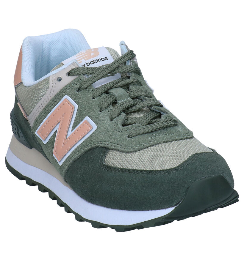 New Balance WL574 Baskets en rose en cuir (293644)