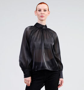 JDY Dani Zwarte Satijnen blouse voor dames (348628)