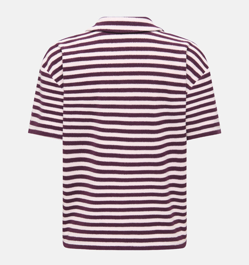 JDY Terry Collar T-shirt en Rose/Bordeaux pour femmes (374853)