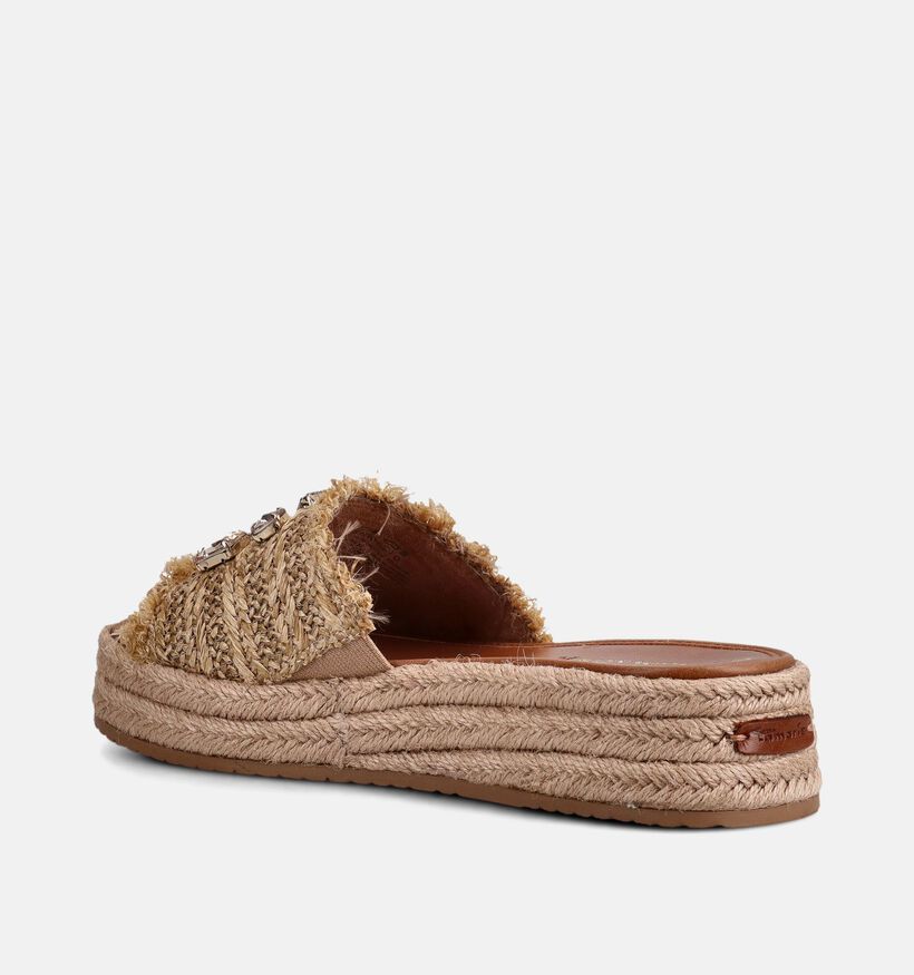 Tamaris Beige Slippers met Gevlochten Platformzool voor dames (371712)