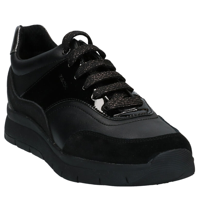 Geox Callyn Zwarte Veterschoenen in lak (277060)