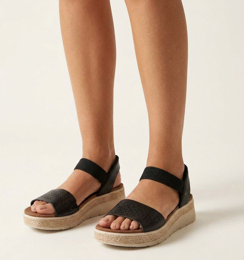 Skechers Bobs Sun Ray Step Aside Zwarte Sandalen voor dames (371220)