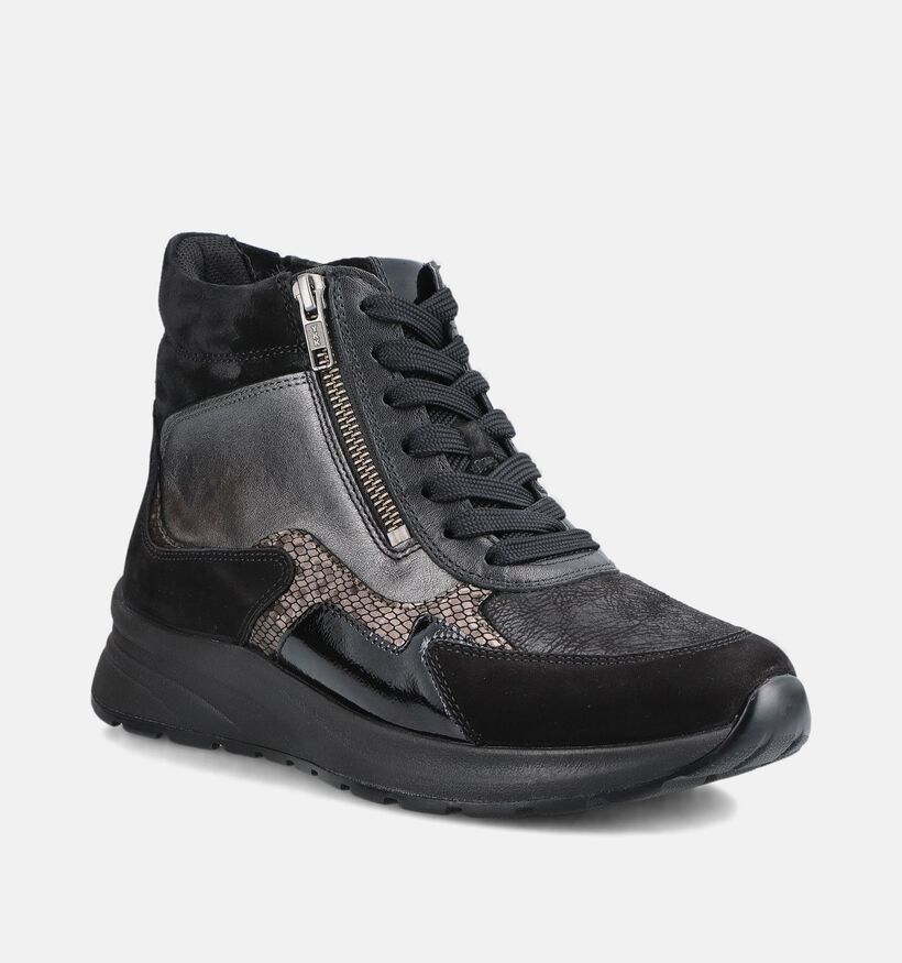 Gabor Boots &agrave; lacets en Noir pour femmes (380046) - pour semelles orthop&eacute;diques