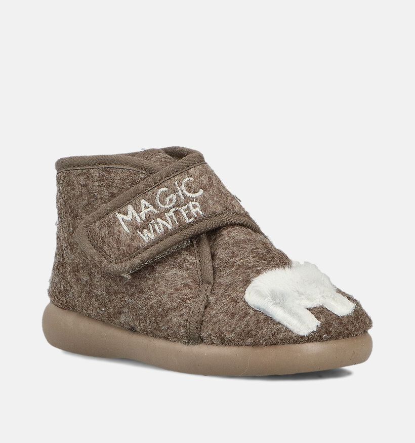 Milo & Mila Magic Winter Bruine Pantoffels voor meisjes, jongens (364944) - geschikt voor steunzolen