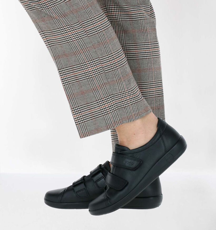 Ecco Soft 2.0 Zwarte Velcroschoenen voor dames (314895) - geschikt voor steunzolen